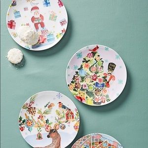 Anthropologie Christmas August Wren plates
